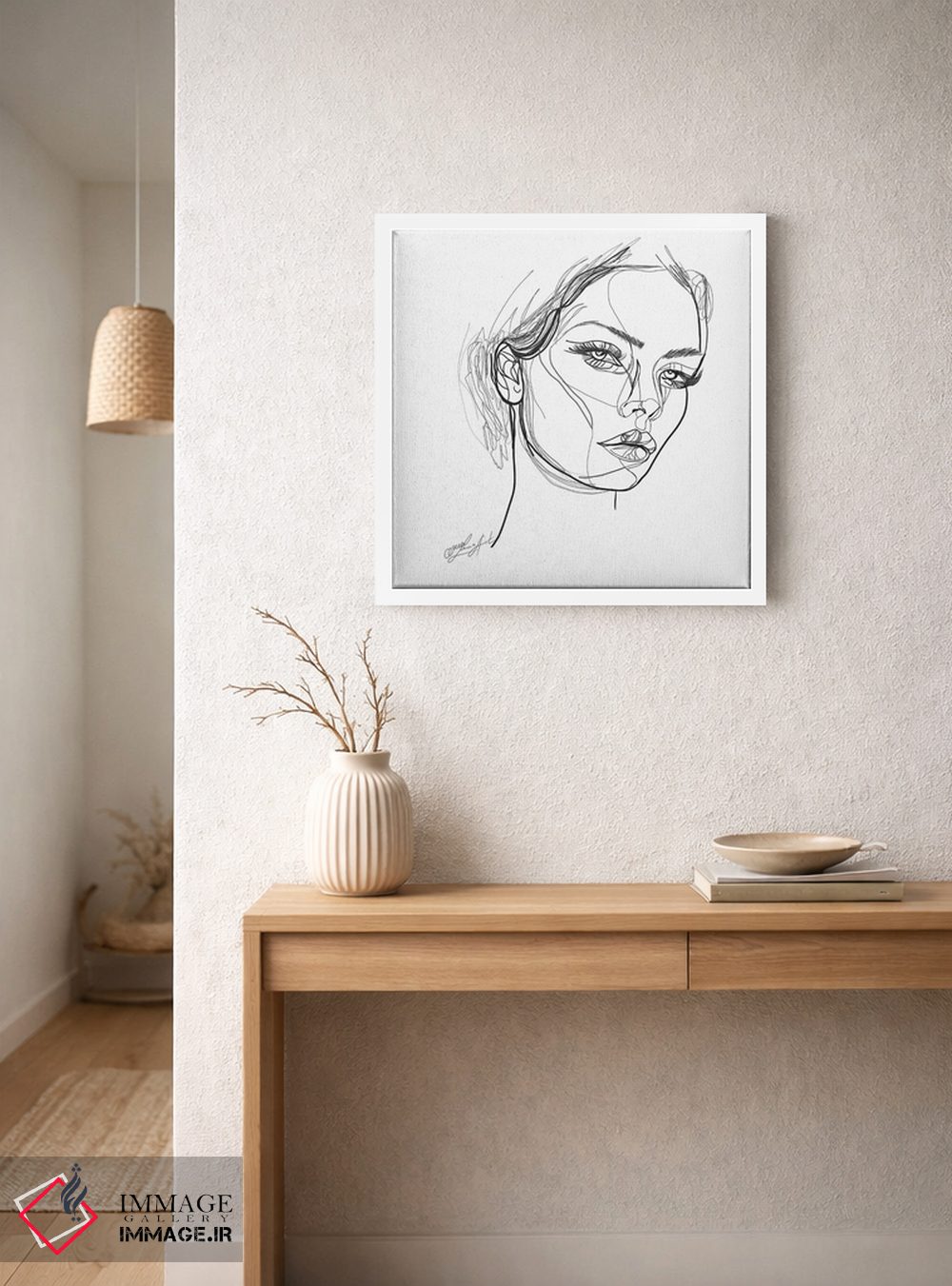 تابلو مینیمال عشق پاسخ صلح جهانی ست، طراحی با یک خط اثر اولنا آرت - D3W