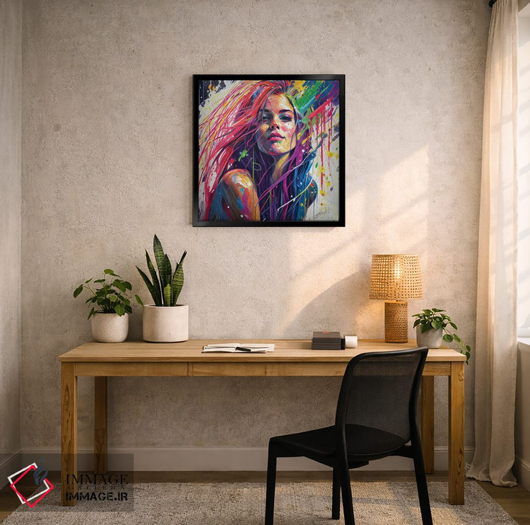 تابلو دکوراتیو نقاشی پاسخ من به مطالبات زندگی ست؛ جهانی رنگین می سازد اثر اولنا آرت - D6B