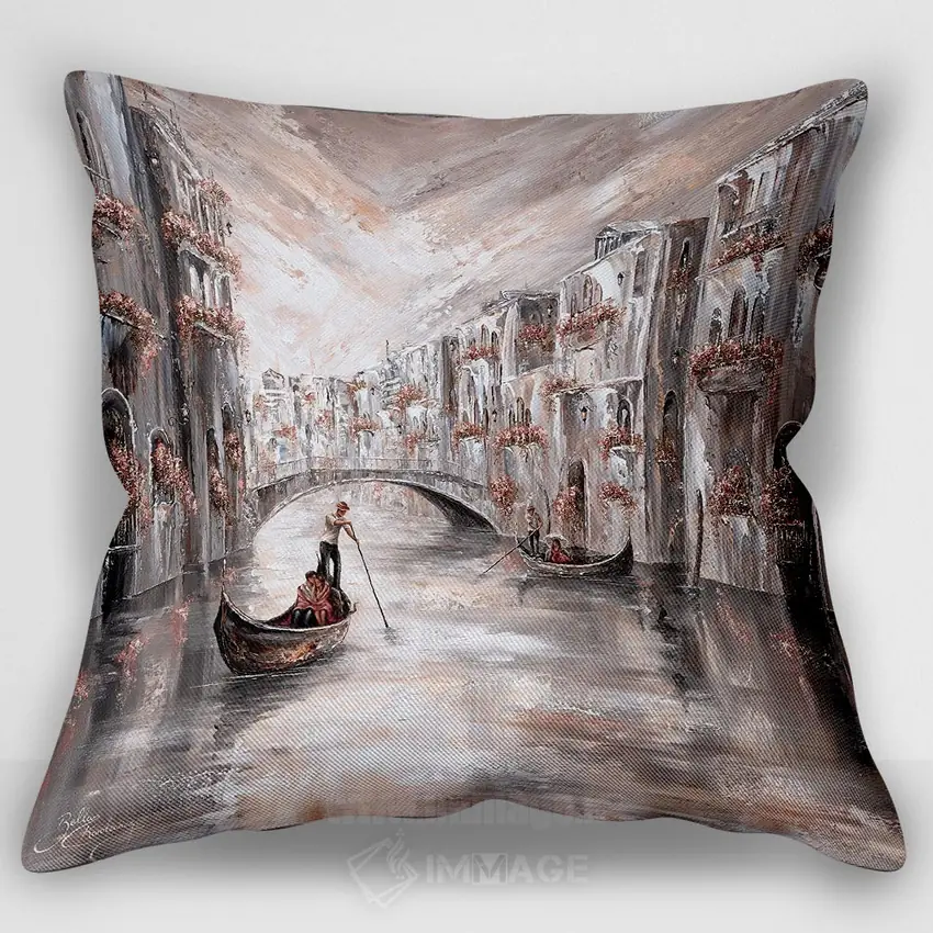 تصویر کاور کوسن «Venice Charm,ستایش‌شده، جذابیت ونیز»، با طرح از طریق آب، با سبک نقاشی روغنی، اثر ایزابیلا کارولِویچ