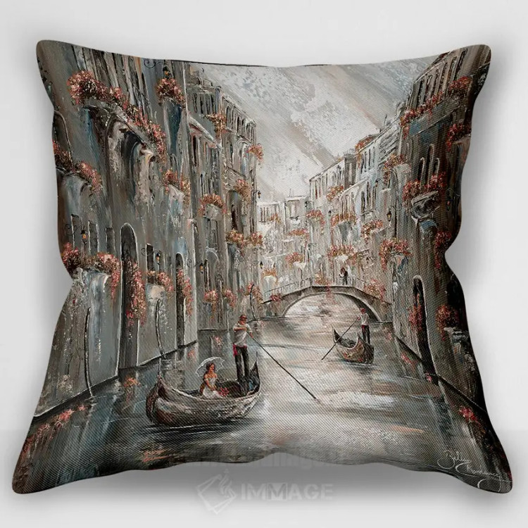 تصویر کاور کوسن «Venice Charm II,خاطره، جذابیت ونیز ۲»، با طرح از طریق آب، با سبک نقاشی روغنی، اثر ایزابیلا کارولِویچ